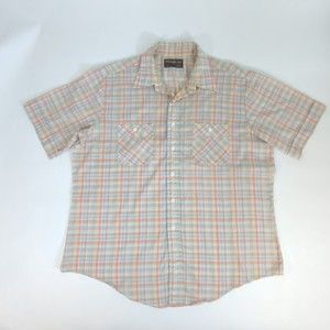 Thumbs Up Sears Men's Vintage Multi-Color Plaid Button Down Shirt Sz XL